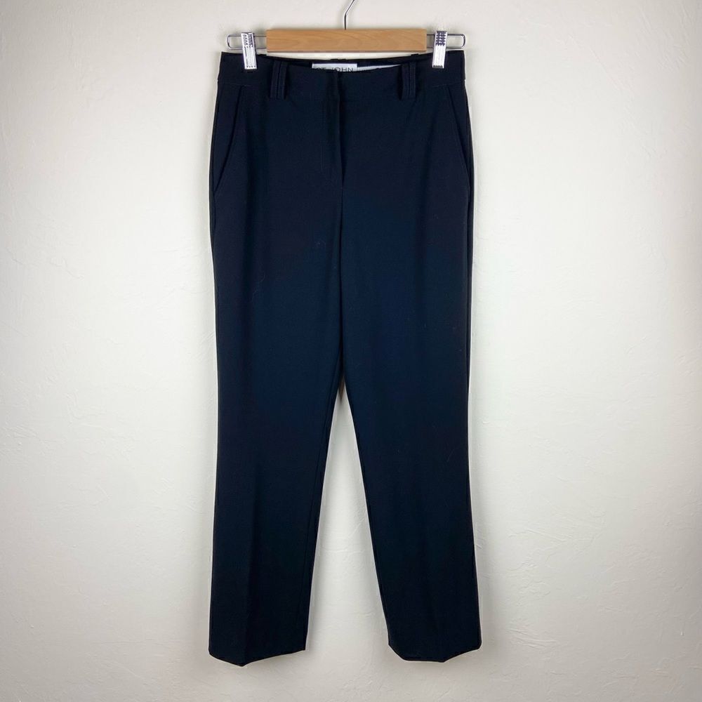 St. John Collection Santana Wool-Blend Stretch Straight Leg Slacks - Black